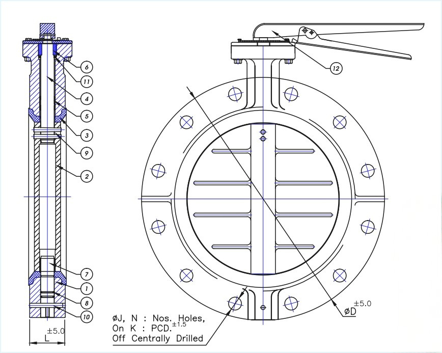 Double Flanged Butterfly Valve